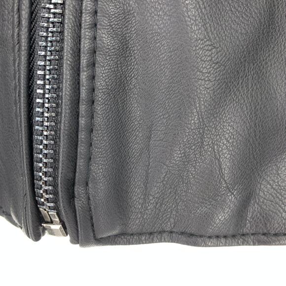 Blanknyc Women's Large Black Motorcycle Jacket Faux Leather Stitch Details - Picture 6 of 8